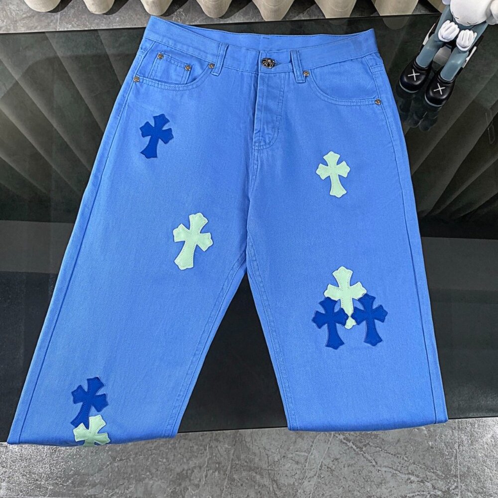 New Chrome Hearts blue jeans